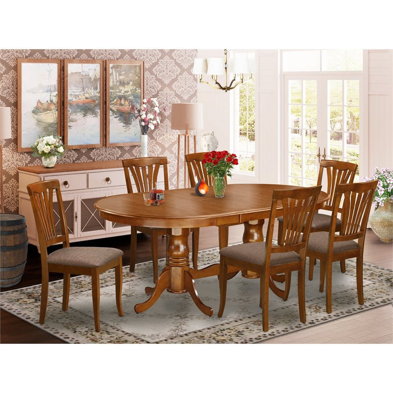 Plav7-Sbr-C, 7-Piece Dining Room Set, Table and 6 Dining Chairs