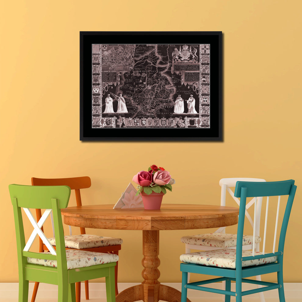 Cambridgeshire Vintage Vivid Sepia Map Canvas, 16"x21"