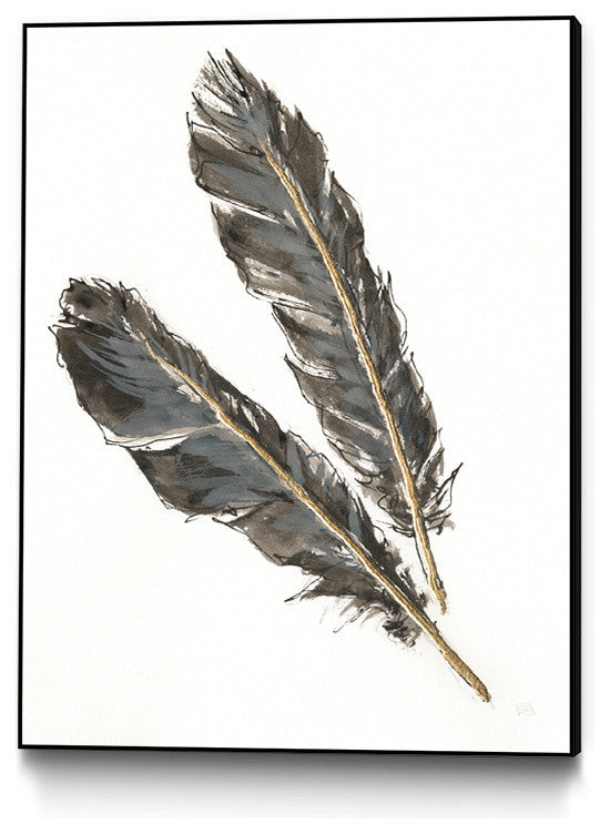 "Gold Feathers Iii On White" Art Block Framed Canvas, 30"x40"