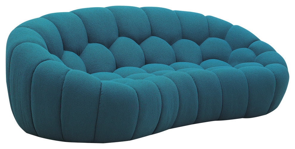 Divani Casa Yolonda Modern Curved Dark Teal Fabric Loveseat