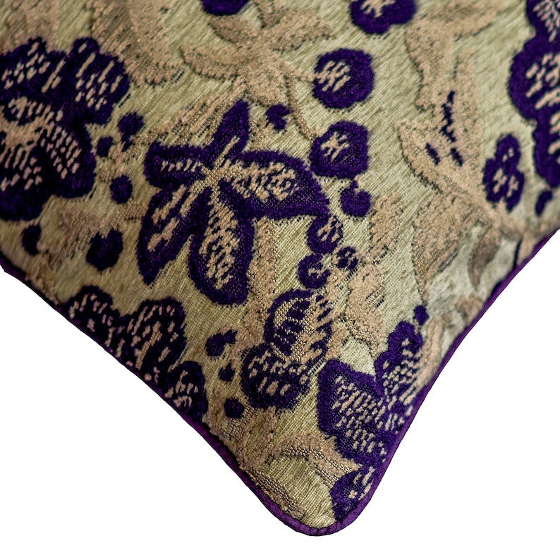 Throw Pillow Covers 22" x 22" Pillowcase Purple Velvet Floral - Plum Scented
