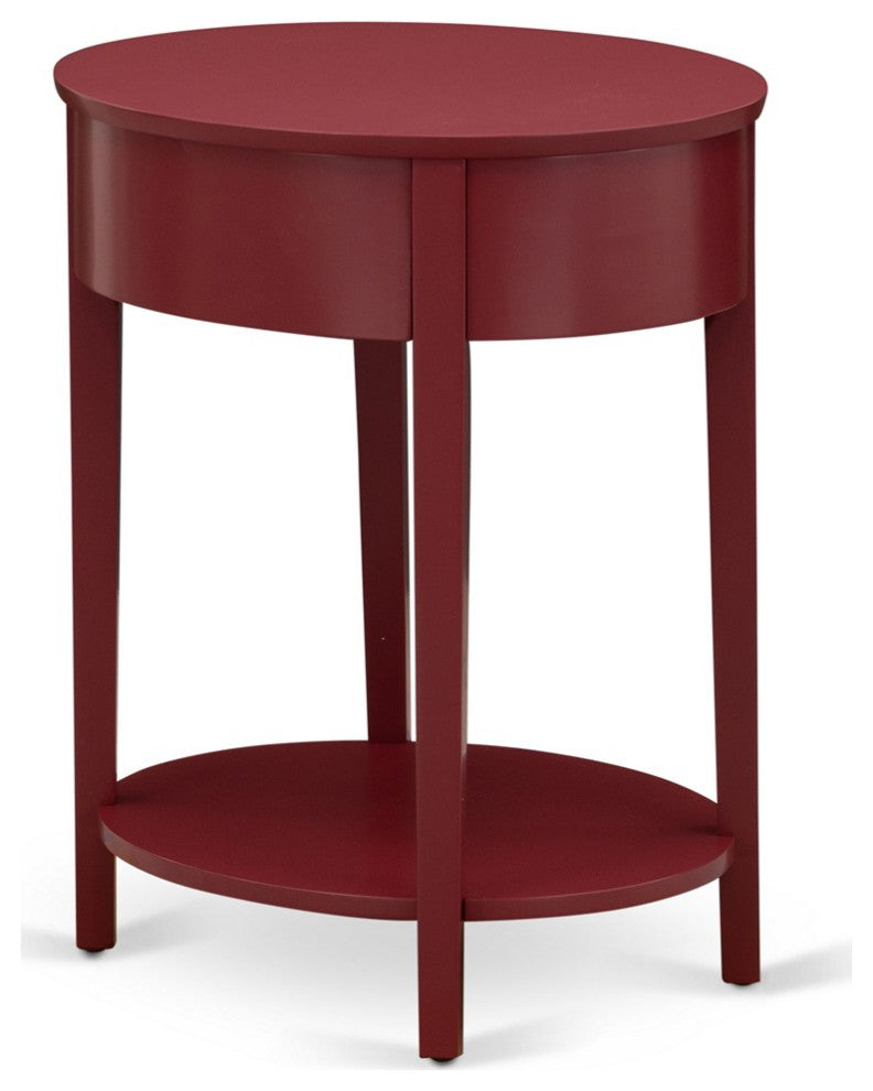Modern End Table With 1 Wooden Drawer, Stable And Sturdy Constructed Burgundy