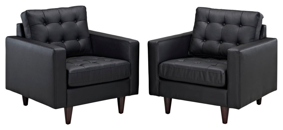Modern Black Empress Armchair Leather Set of 2