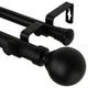 Globe Double Curtain Rod, Black, 120-170"