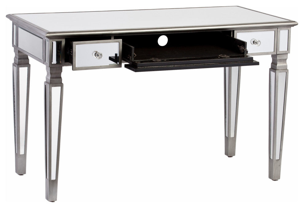 Silver Matte Mirrored Writing Desk