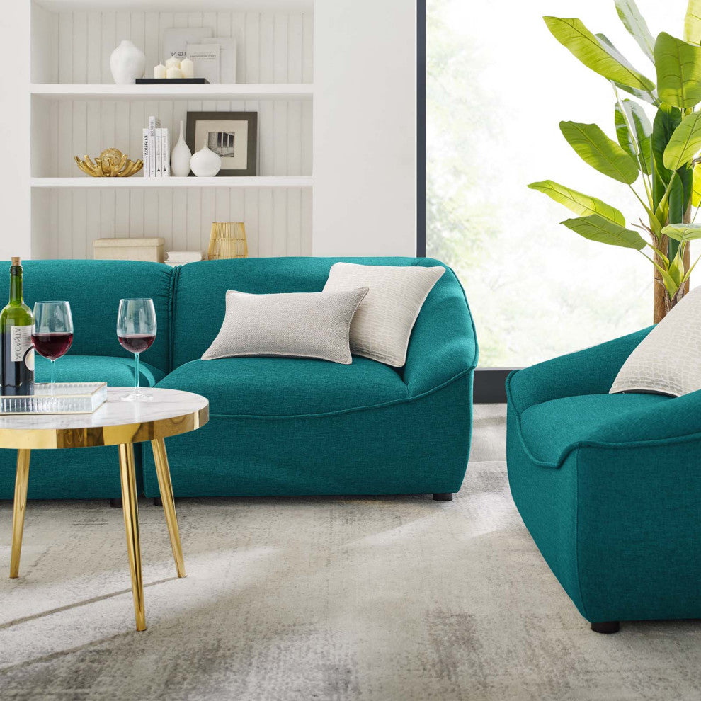 Armchair and Sofa Set, Fabric, Teal Blue, Modern, Living Lounge Hospitality