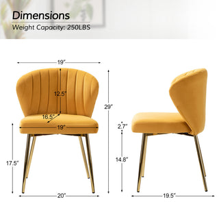 Luna Contemporary Side Chair With Tufted Back, Mustard