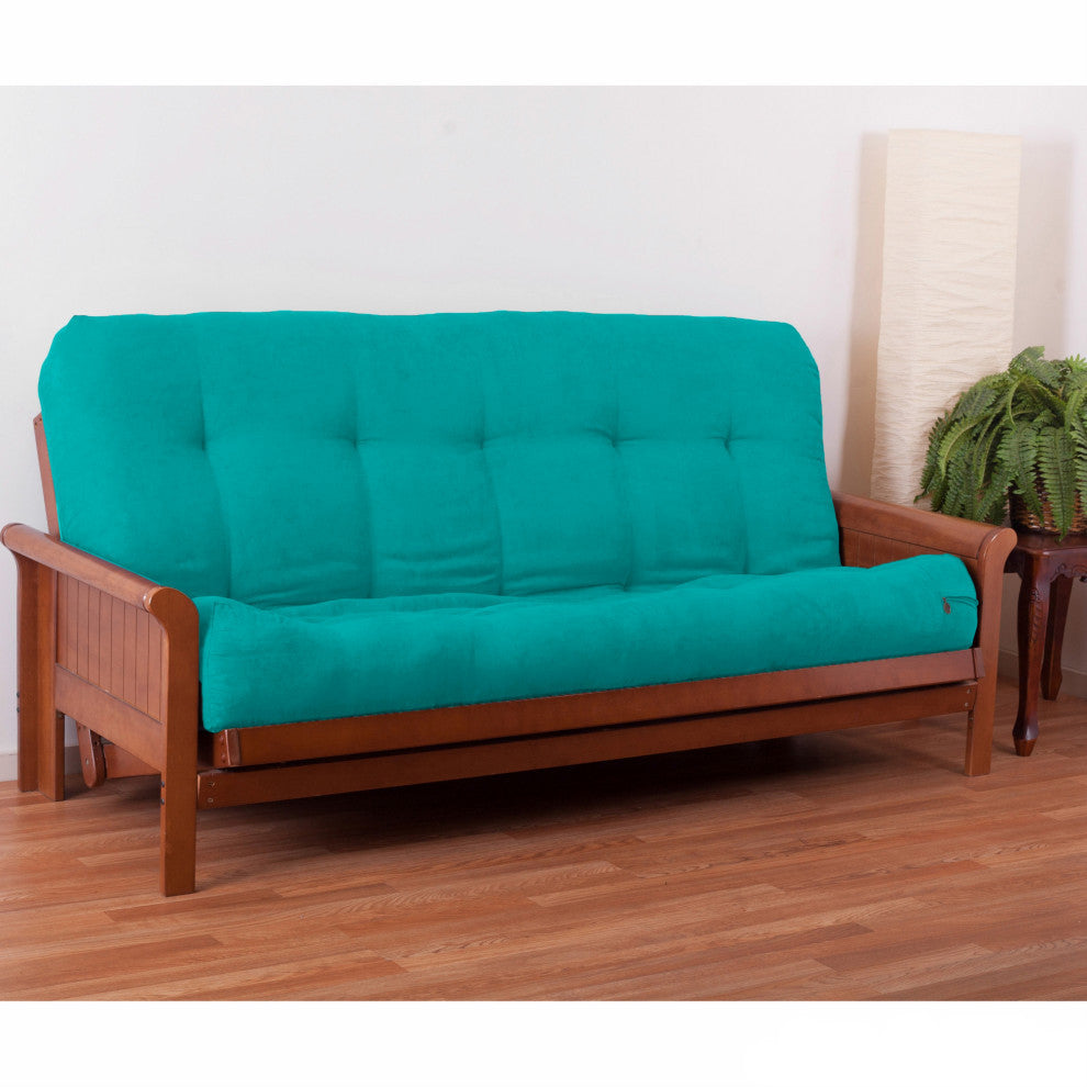 Blazing Needles Renewal 9" Microsuede Full Futon Mattress, Aqua Blue