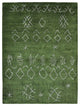 HAND KNOTTED LOOM SILK AREA RUGS-6'x9',Rectangle,Green White,Contemporary