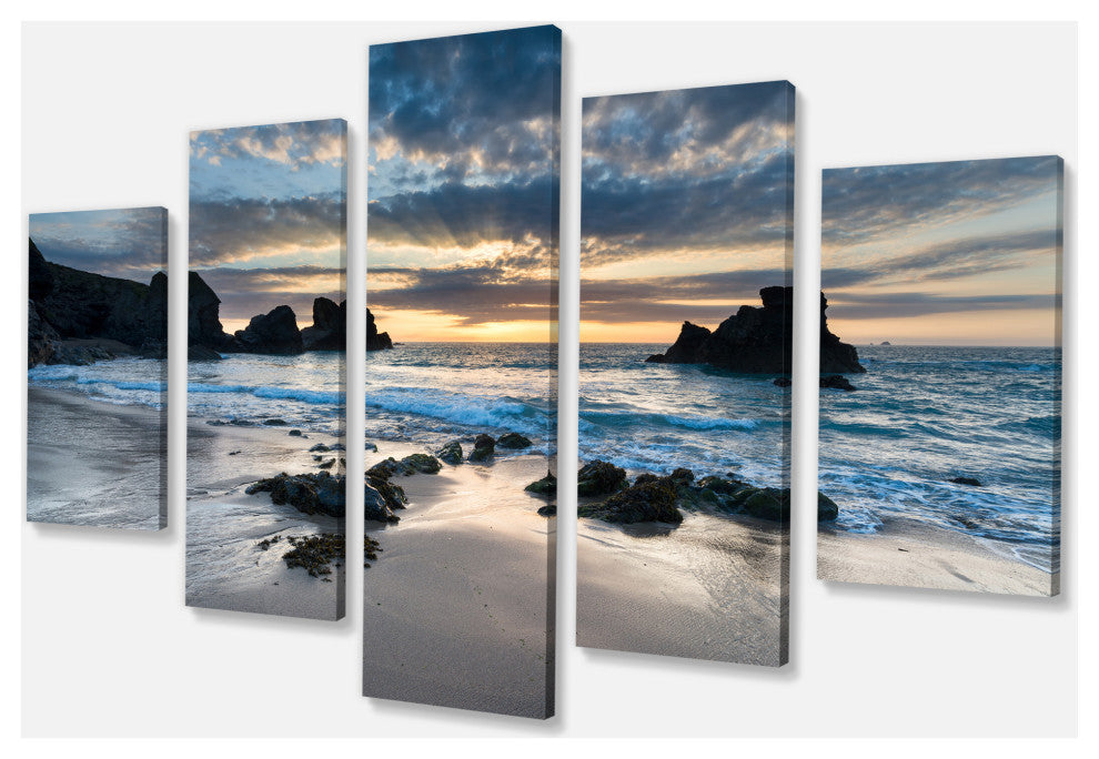 Beautiful Porthcothan Bay, Multipanel Seashore Canvas Art Print, 60"x32"
