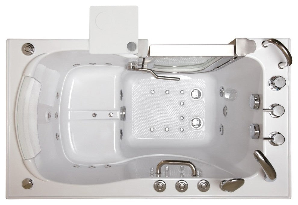Ella Elite Air & Hydro Massage Acrylic Walk In Bath Left Side Door and Drain