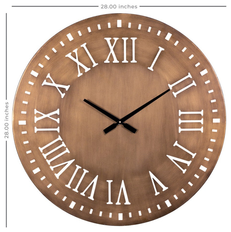 Round Brushed Gold Wall Clock