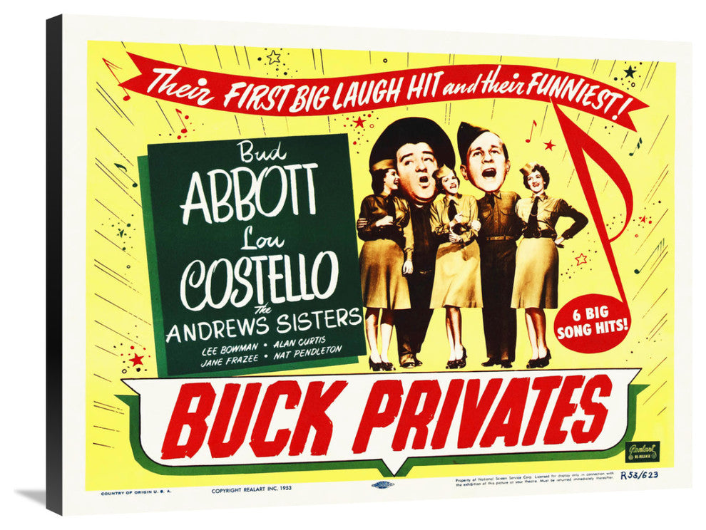 "Abbott & Costello - Buck Privates" Canvas by Hollywood Photo Archive, 36x27"