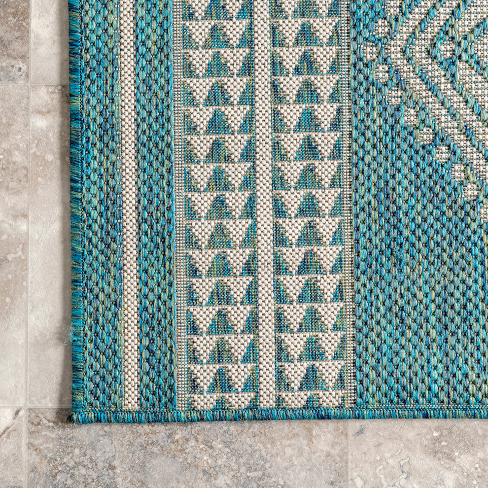 Nuloom Ranya Tribal Indoor/Outdoor Contemporary Area Rug, Teal 8'X10'