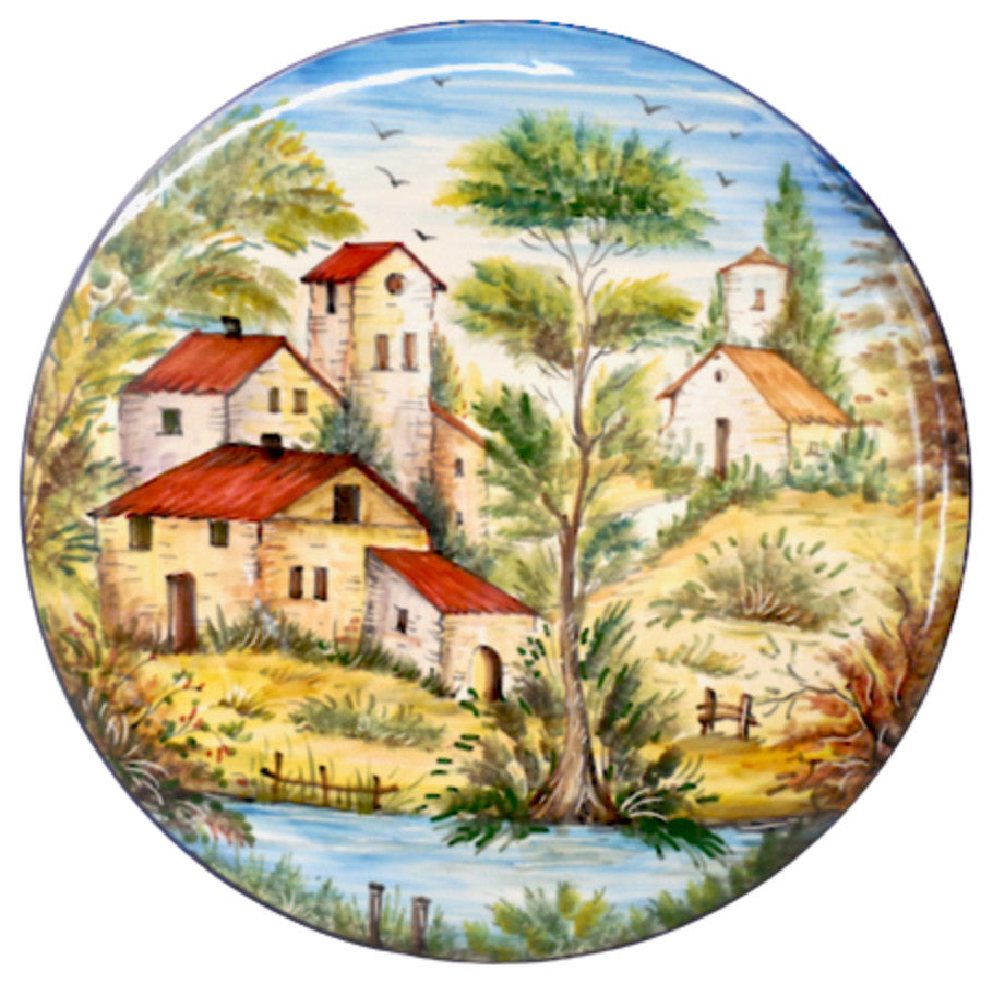 Umbrian Ceramiche Favaroni Carlo Deruta Landscape 16"� Round Serving/Wall Platter