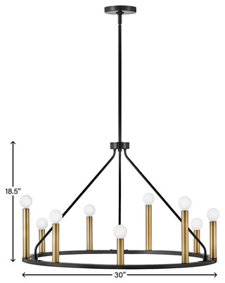 Lark Lazlo 30" Medium Single Tier Chandelier, Black + Lacquered Brass