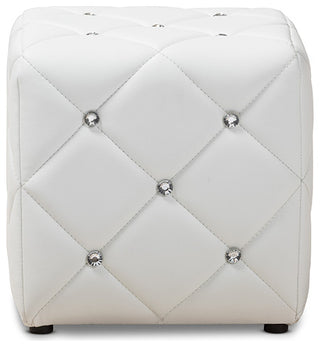Larissa White Faux Leather Ottoman