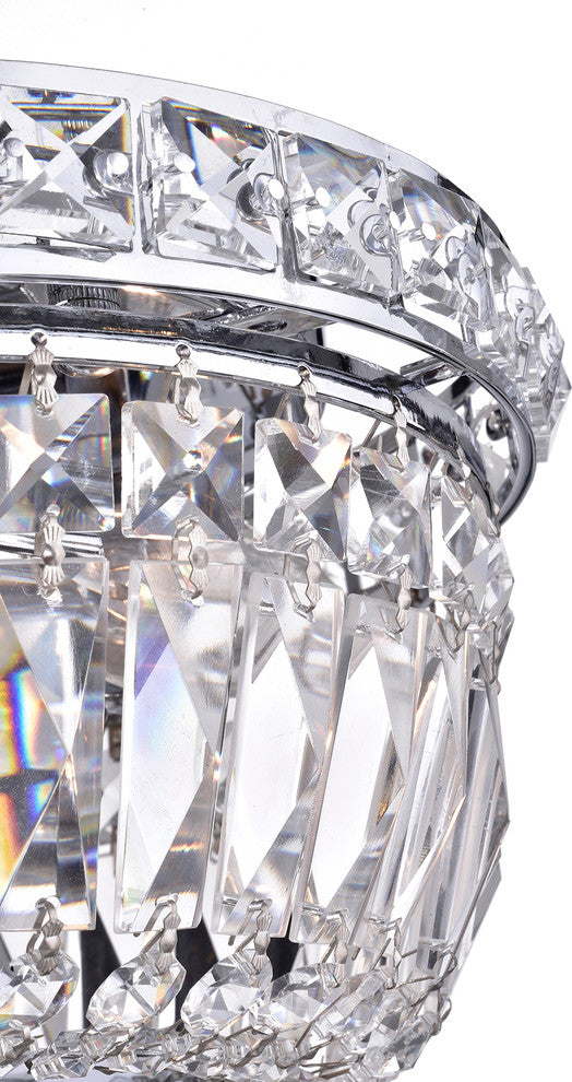 3-Light Chrome Finish Crystal Ceiling Flush Mount Chandelier Small Glam Lighting