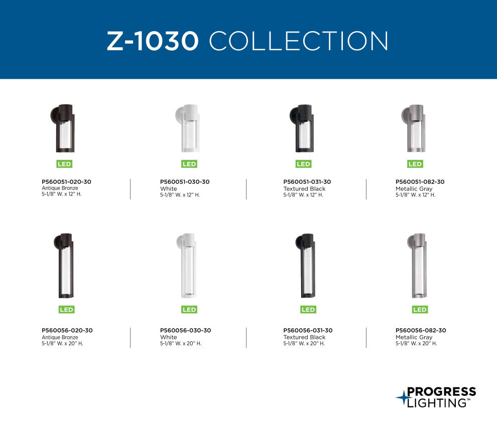 Z-1030 Collection 1-Light LED Medium Wall Lantern, Metallic Gray