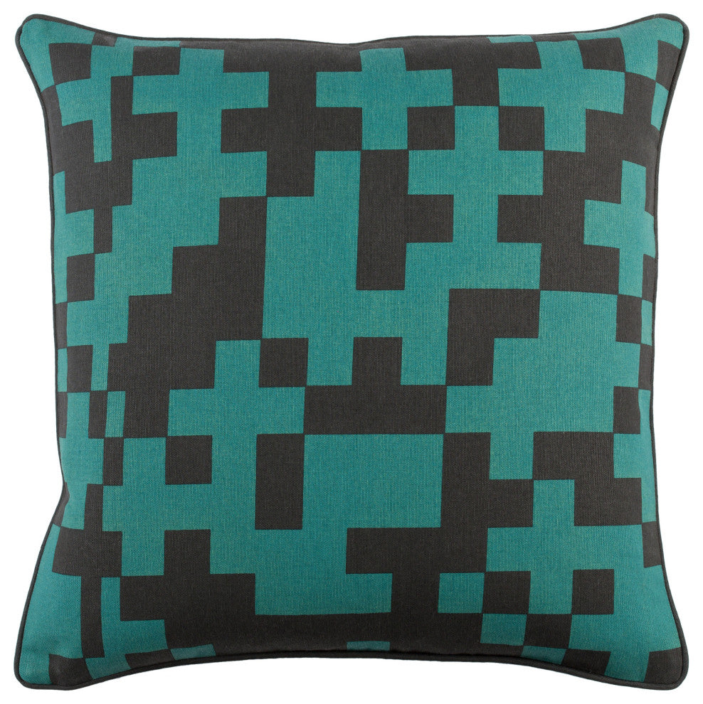 Surya Inga INGA-7019 18"x18" Pillow Kit, Black/Teal