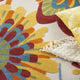 8' Round Yellow And Ivory Round Floral Indoor Outdoor Area Rug