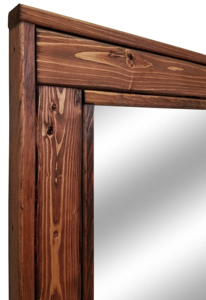Herringbone Stained Vanity Mirror, Red Oak, 36"x30", Horizontal