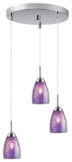 Venezia Mini Pendant, Satin Nickel, Mosaic Purple, 3-Light, 11"D