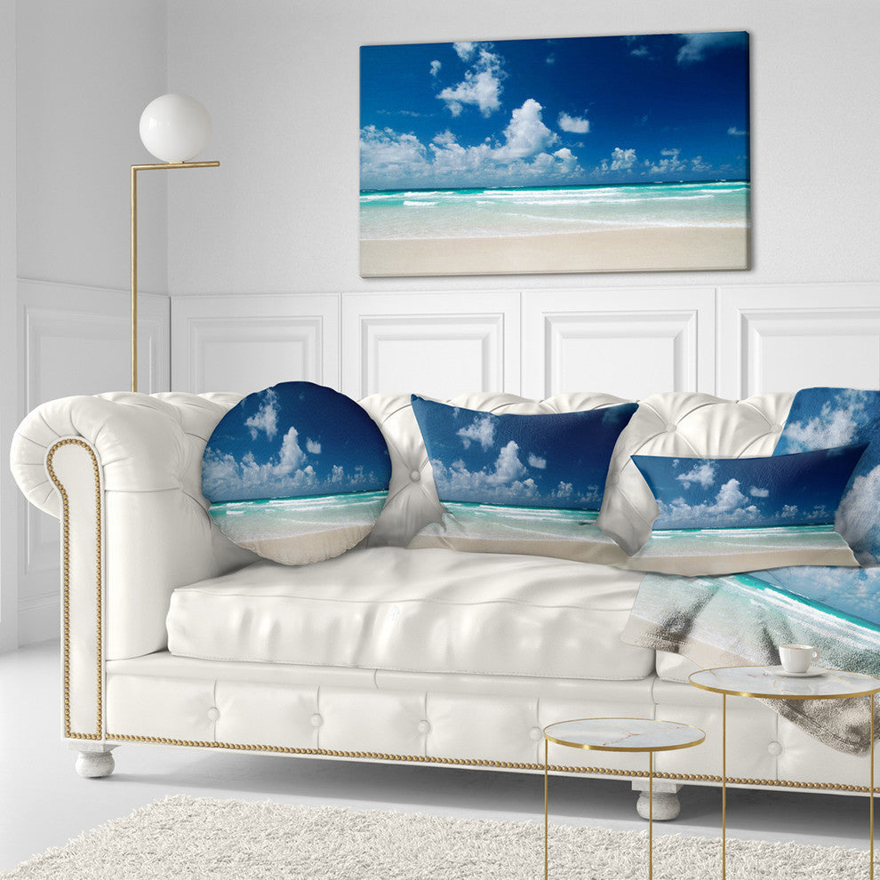 Bright Blue Sky On Winter Day Seashore Throw Pillow, 12"x20"
