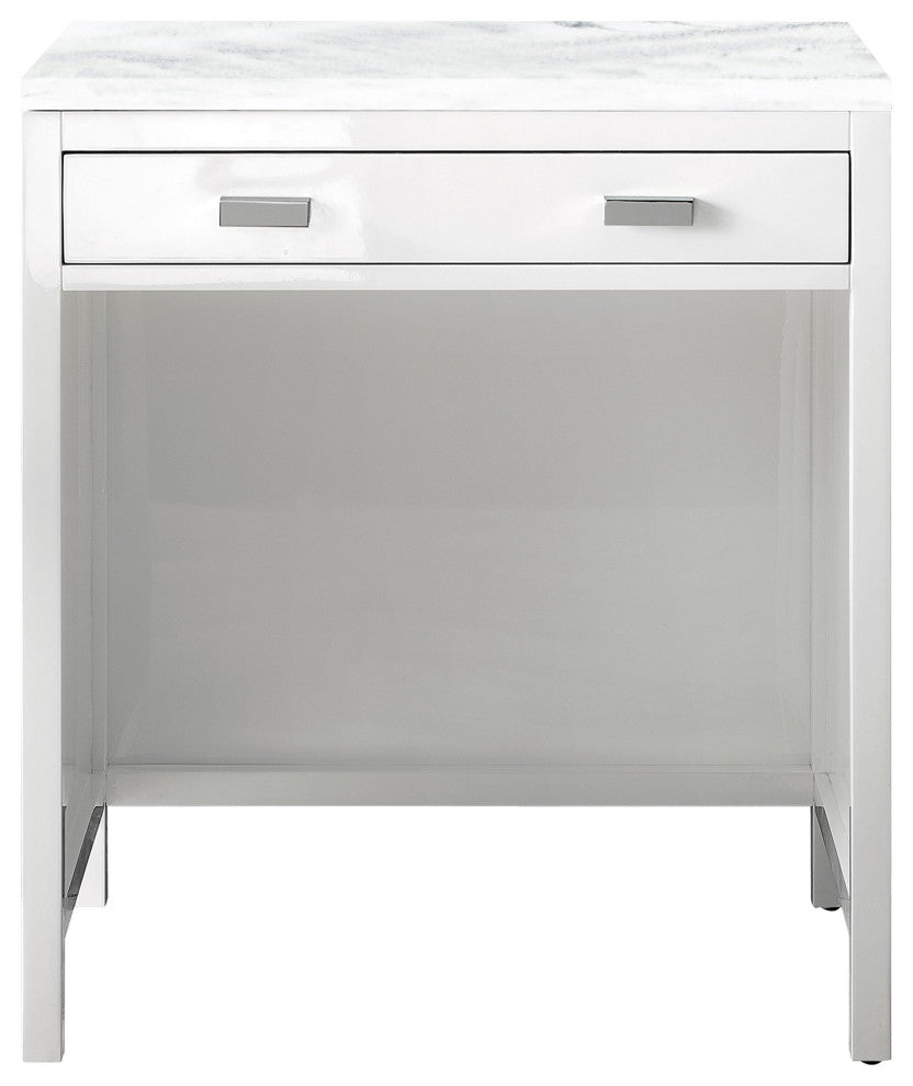 Addison 30" Freestanding Countertop Unit, Glossy White, 3CM Arctic Fall Top