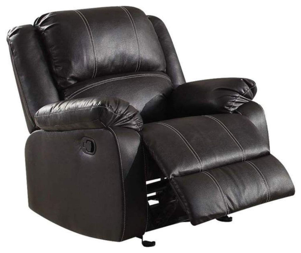 Faux Leather Rocker Recliner, Black