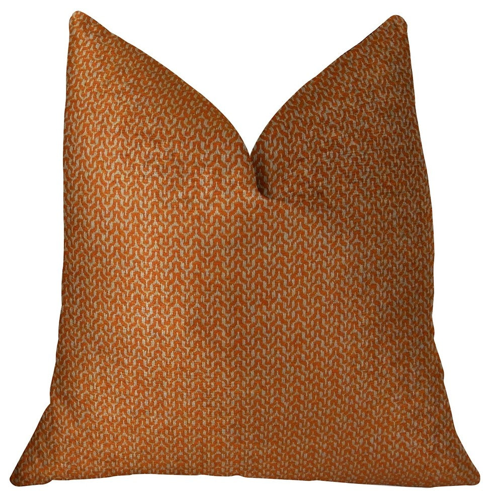 Kashmiri Oak Orange and Taupe Handmade Luxury Pillow, 20"x36" King