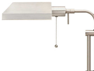 Benzara BM225084 Metal Rectangular Desk Lamp with Adjustable Pole, Silver