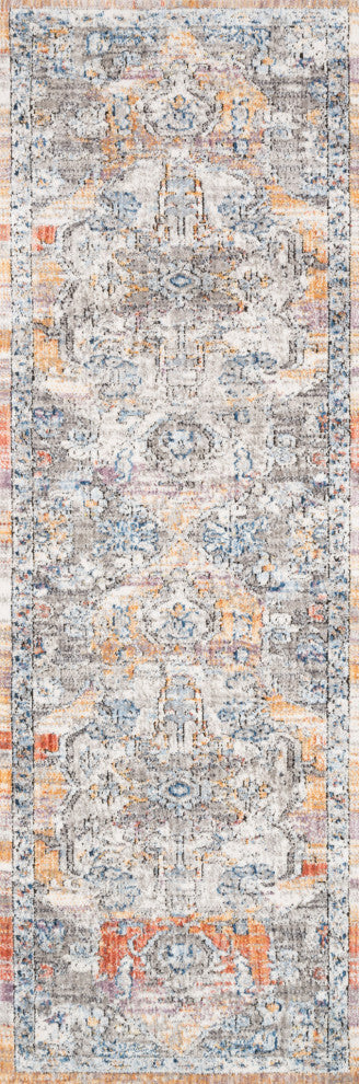 Polyester Pile Dante DN-06 Area Rug by Loloi II, Natural/Sunrise, 5'3"x7'2"