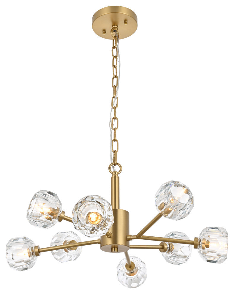 8 Light Pendant, Gold