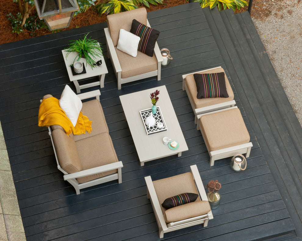 Polywood Harbour Deep Seating Chair, Mahogany / Spiced Burlap