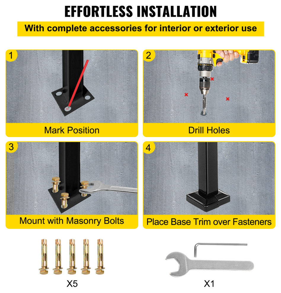 Handrails for Outdoor Steps Wrought Iron Step Railings, Fit 2-3 Steps