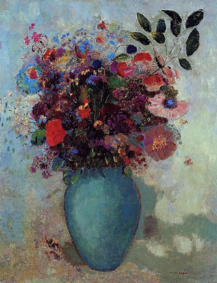 Odilon Redon Flowers in a Turquoise Vase, 21"x28" Wall Decal