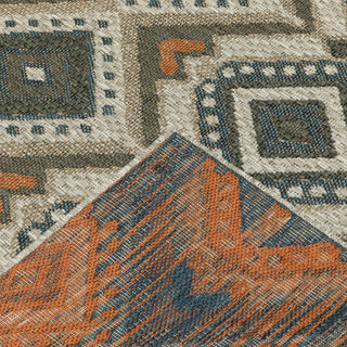 Oriental Weavers Latitude Grey/ Orange Geometric Indoor/Outdoor Rug 7'10"X10'