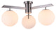 Flush Mount With Milk White Glass Globes, Shiny Nickel
