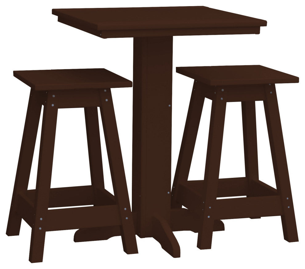 Poly Lumber Bistro Set, Tudor Brown, Square