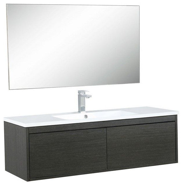 Sant Contemporary 48" Iron Charcoal Bathroom Vanity Set, Labaro Brushed Nickel F