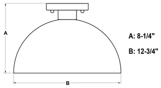 Devon Mid-Century Modern Semi Flush Mount Ceiling Light, Matte Black and Satin Brass