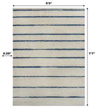 Williamsburg Minimalist Stripe Rug, Cream/Navy, 8 Ft. X 10 Ft.
