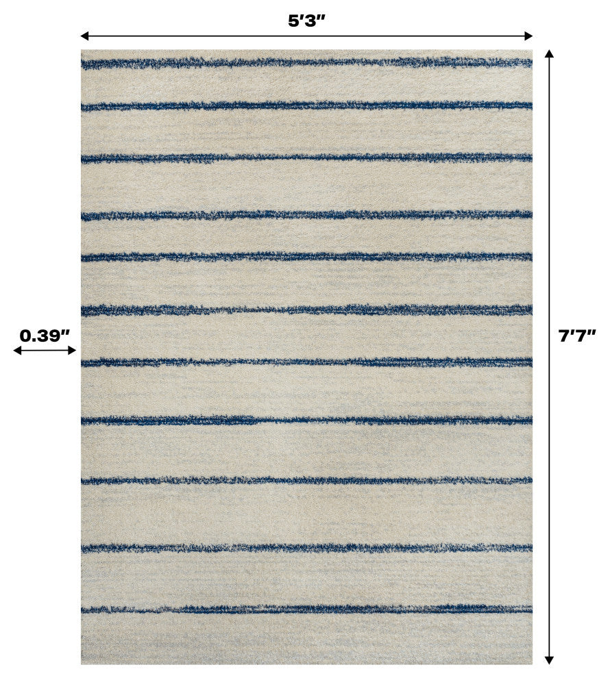 Williamsburg Minimalist Stripe Rug, Cream/Navy, 8 Ft. X 10 Ft.