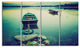 Boats in Vintage Style Lake, Boat Canvas Art Print, 48"x28", 4 Panels