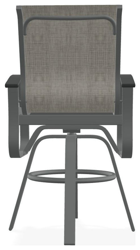 Belle Isle Sling Bar Height Outdoor Swivel Armchair, Smoke/Graphite