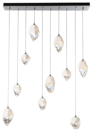 Chrysalis 10-Light Mixed Crystal Pendant Sterling Finish- Long, White Crystal