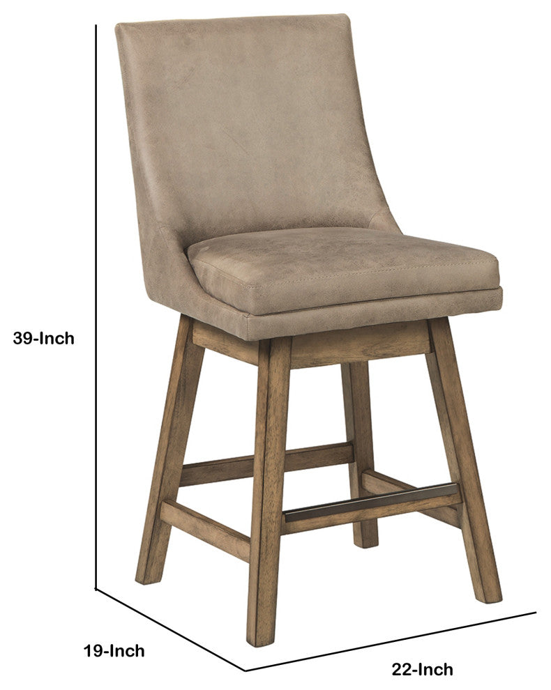 Benzara BM231381 39" Leatherette Padded Swivel Barstool, Set of 2, Beige