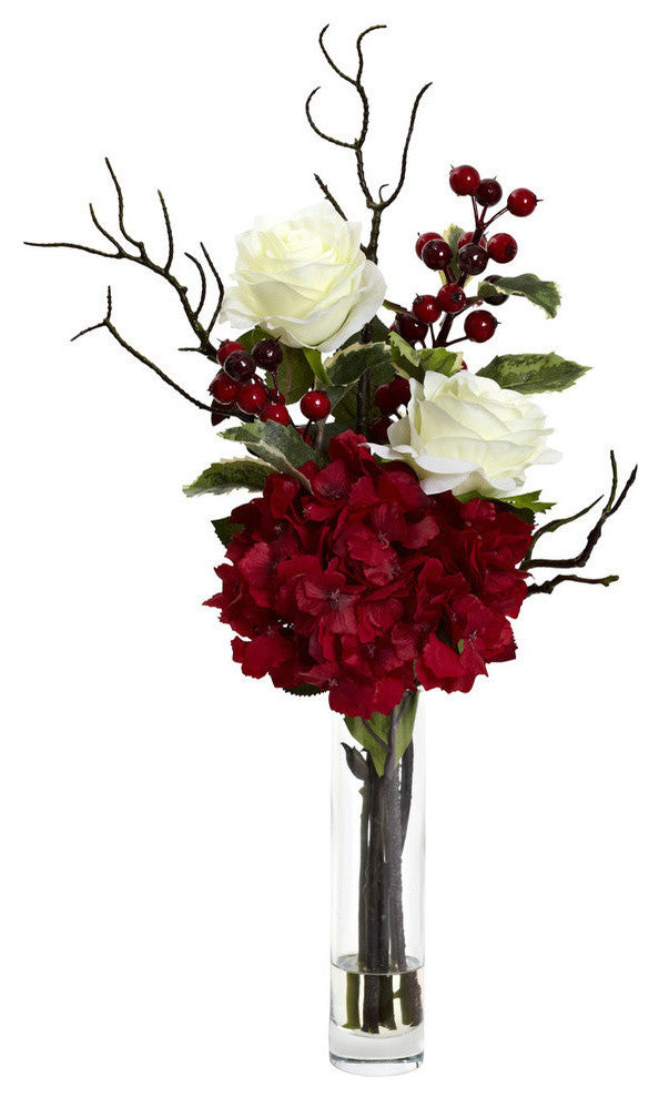 Merry Christmas Rose Hydrangea Arrangement