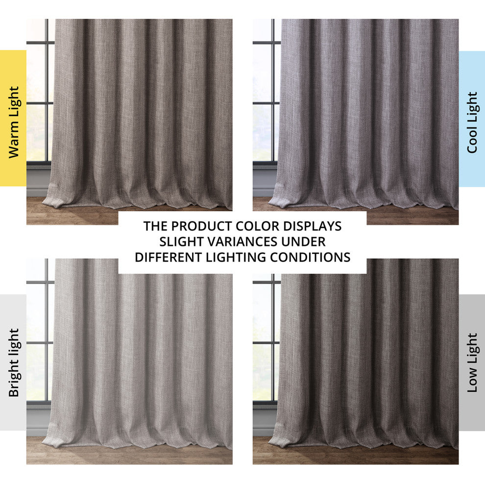 Faux Linen Darkening Curtain Single Panel, Mink, 50"x96"